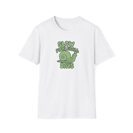 Men's Soft Pickleball T-shirt - Slow Pickleball Days White