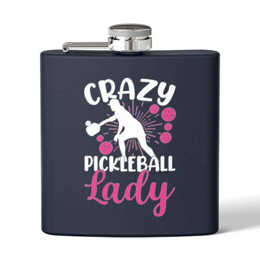 Pickleball Durable Flask - Crazy Pickleball Lady Navy