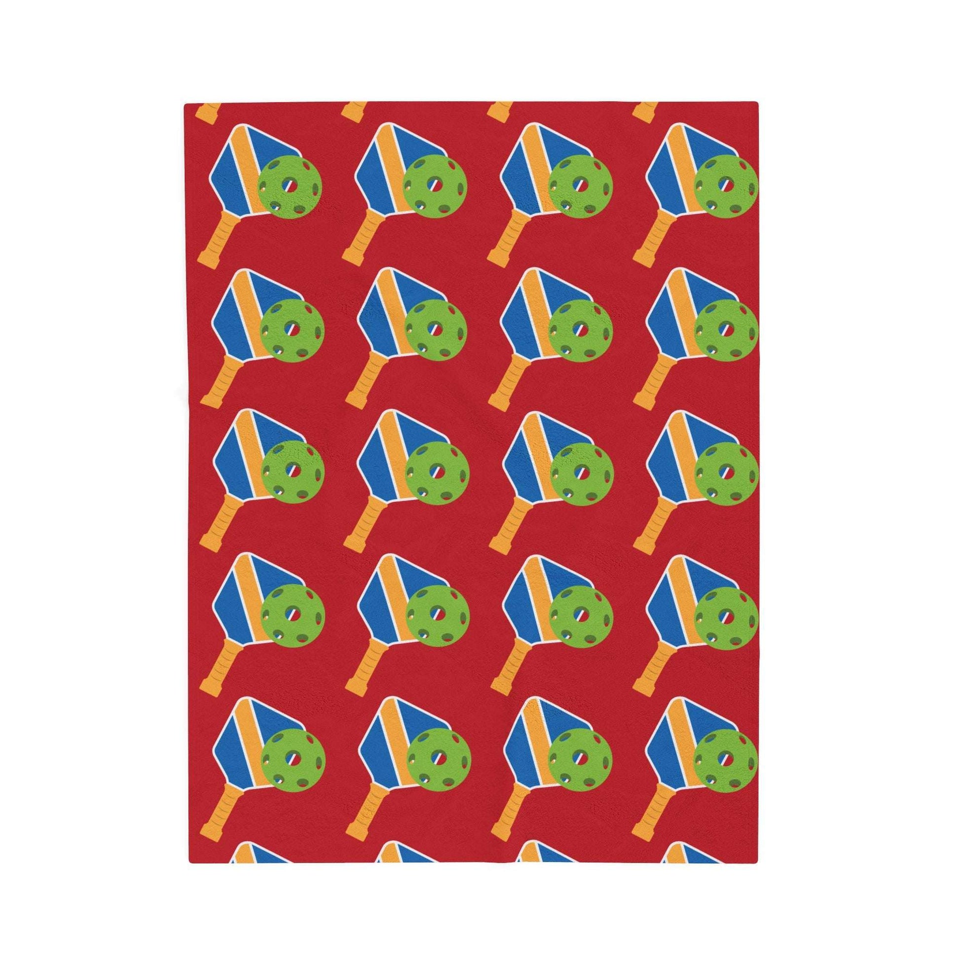 Pickleball Colorful Blanket - Paddle and Ball Red