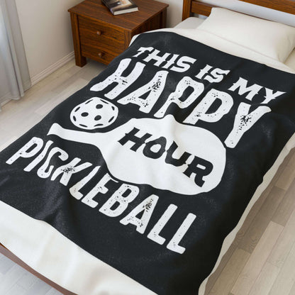 Pickleball Eye-Catching Blanket - This Is My Happy Hour Pickleball