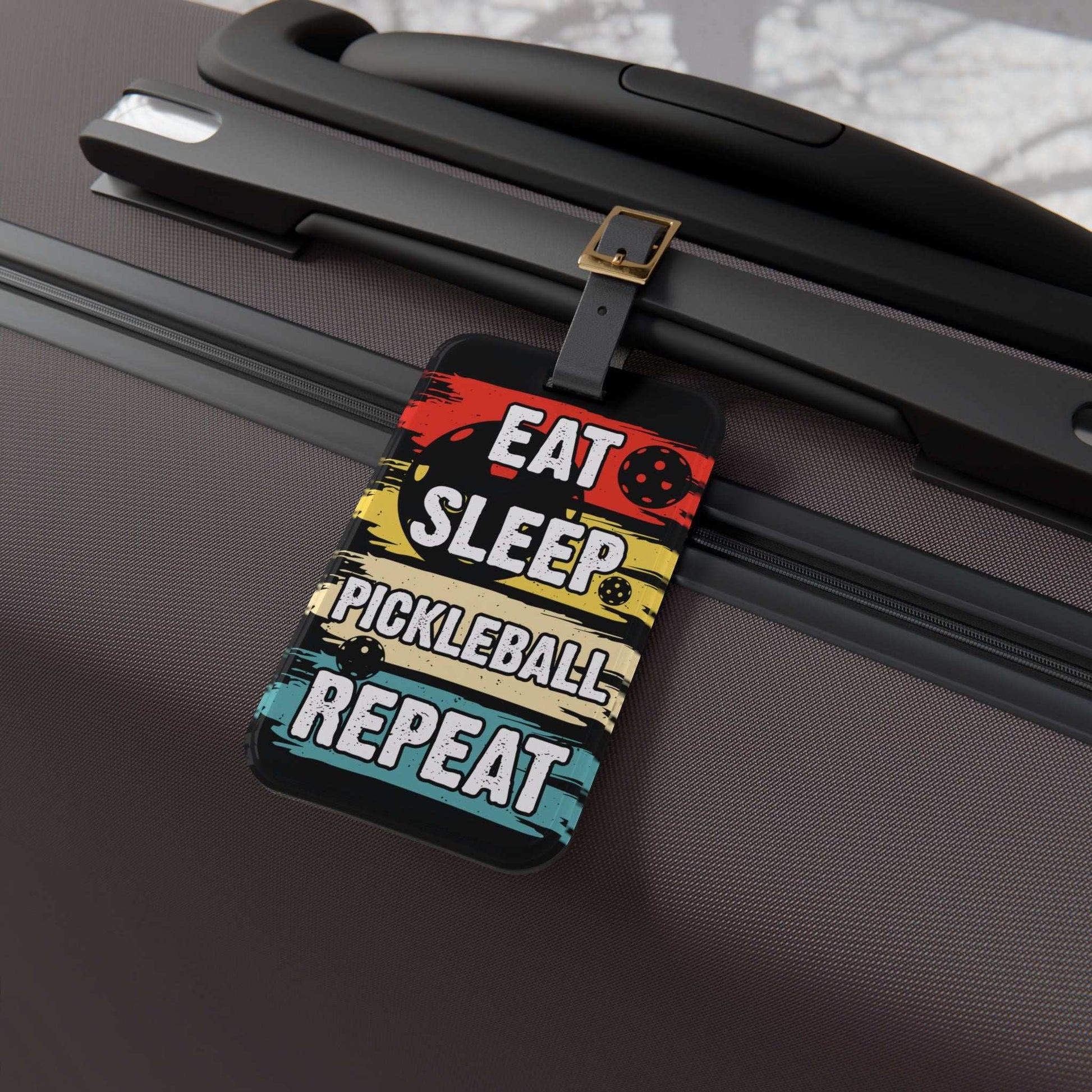 Pickleball Cool Luggage Tag - Eat Sleep Pickleball Repeat Retro