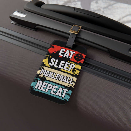 Pickleball Cool Luggage Tag - Eat Sleep Pickleball Repeat Retro