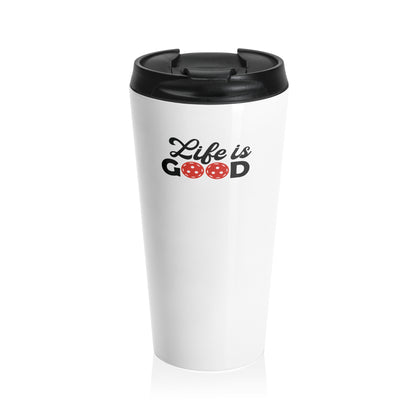 Pickleball Cute Travel Mug - Life is Good White