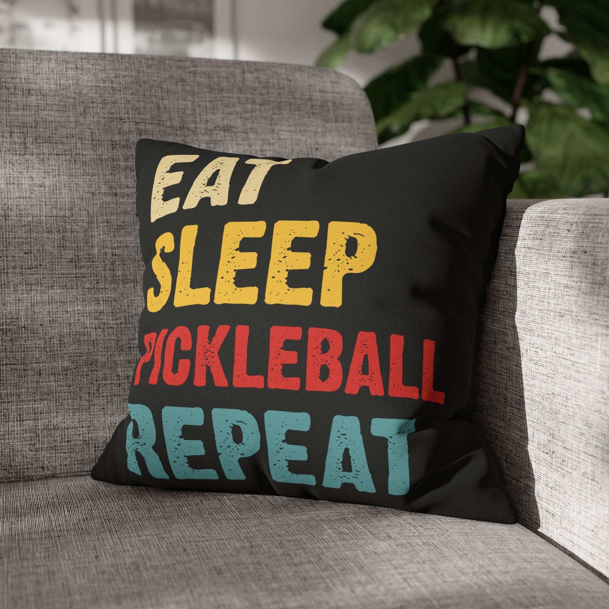 Pickleball Eye-Catching Pillowcase - Eat Sleep Pickleball Repeat Retro