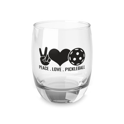 Pickleball Durable Whiskey Glass - Peace, Love, Pickleball Clear