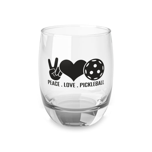 Pickleball Durable Whiskey Glass - Peace, Love, Pickleball Clear