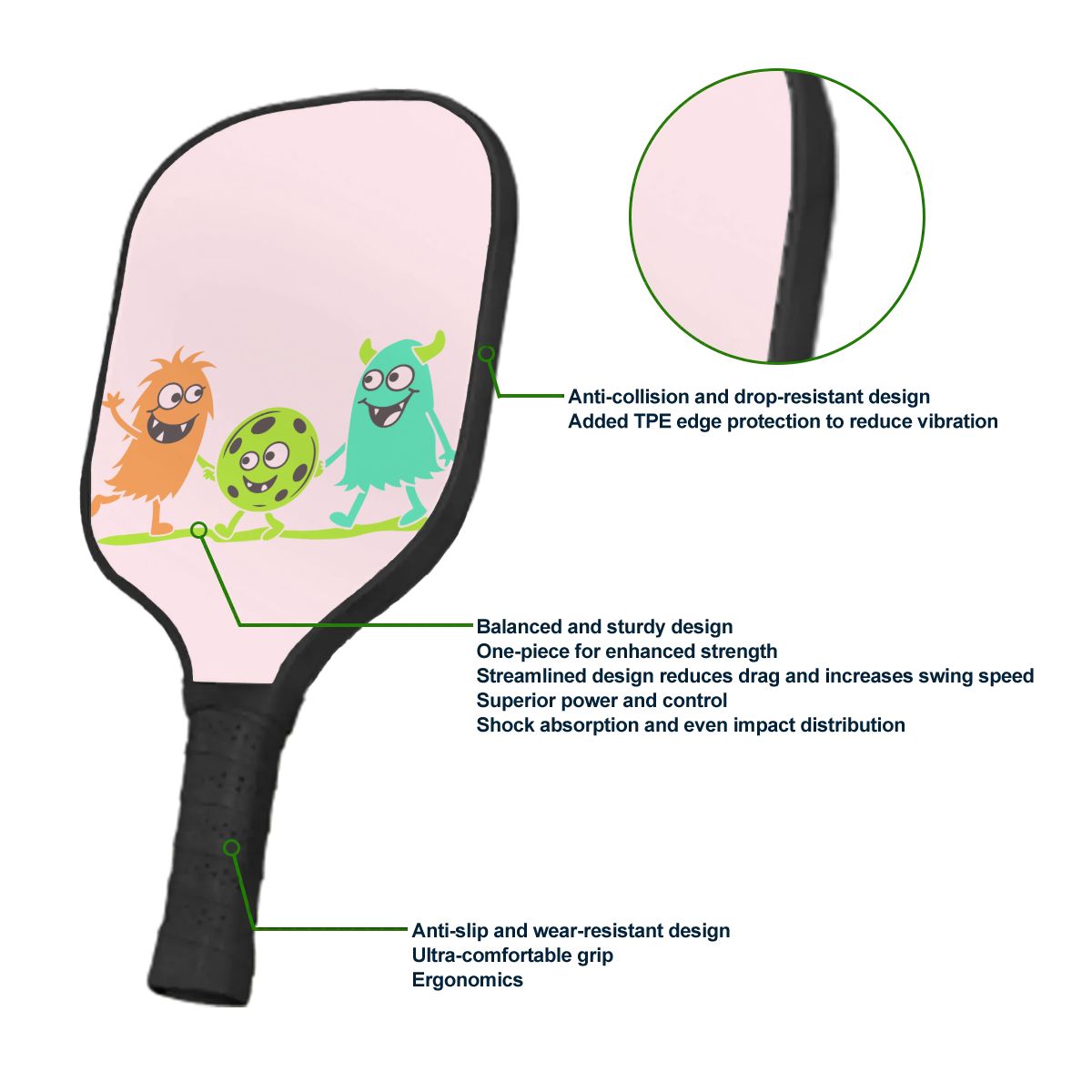 Pickleball Cute Paddle - Pickleball Monsters