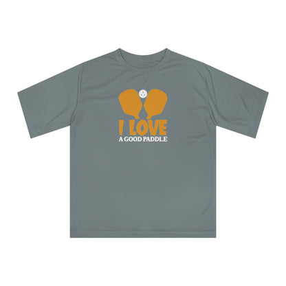 Women's Sporty Pickleball T-shirt - I Love a Good Paddle Gray
