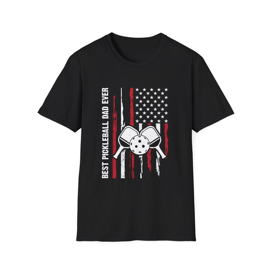 Men's Bold Pickleball T-shirt - Best Pickleball Dad Ever Black