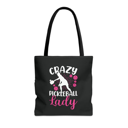 Pickleball Funny Tote Bag - Crazy Pickleball Lady Black