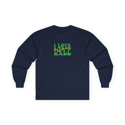 Women's Cute Pickleball Long Sleeves top - I Love Pickleball Navy