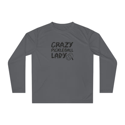 Women's Durable Pickleball Long Sleeves top - Crazy Pickleball Lady Gray
