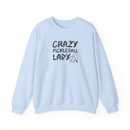 Women's Funny Pickleball Sweatshirt - Crazy Pickleball Lady Blue