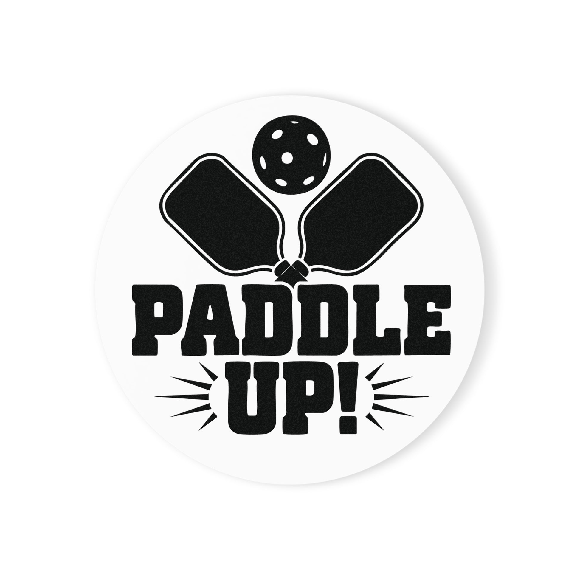 Pickleball Stylish Cork Coaster - Paddle Up White