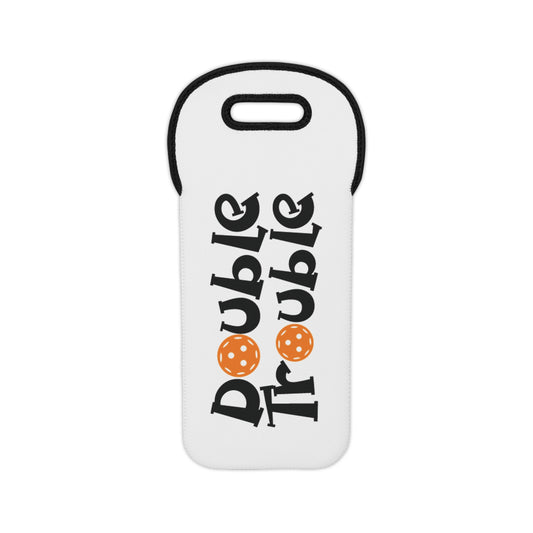 Pickleball Funny Wine Tote Bag - Double Trouble White