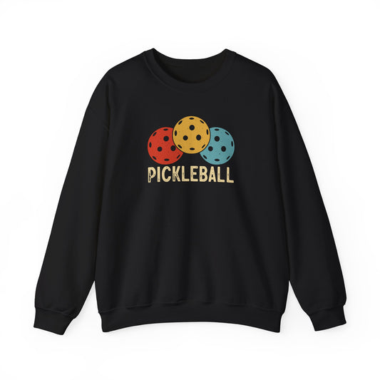 Men's Cool Pickleball Sweatshirt - Trio Pickleball Retro Black