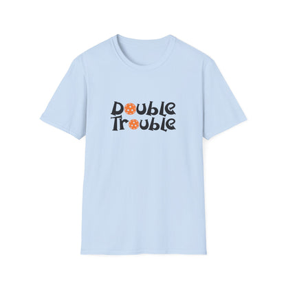 Women's Funny Pickleball T-shirt - Double Trouble Blue