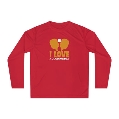 Women's Durable Pickleball Long Sleeves top - I Love a Good Paddle Red