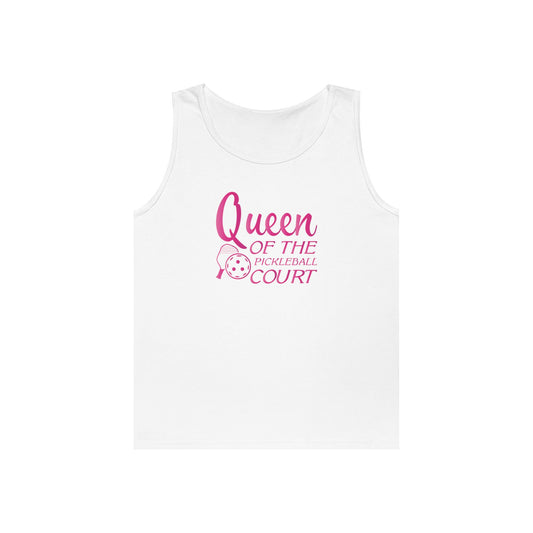 Women's Cute Pickleball Tank Top - Queen of the Pickleball Court White