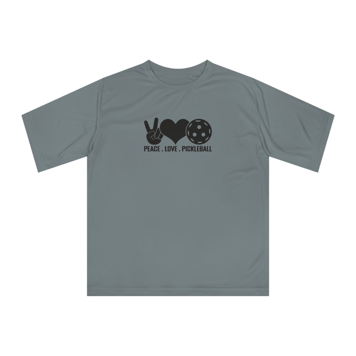 Men's Stylish Pickleball T-shirt - Peace, Love, Pickleball Gray