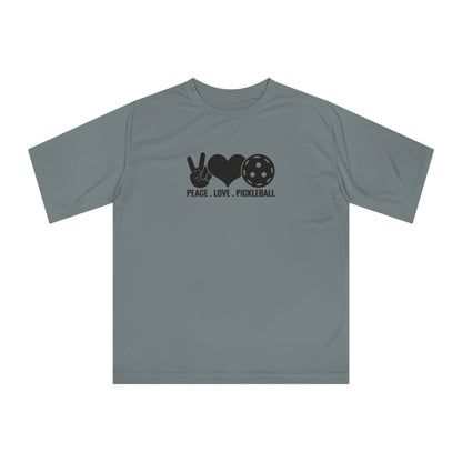 Men's Stylish Pickleball T-shirt - Peace, Love, Pickleball Gray