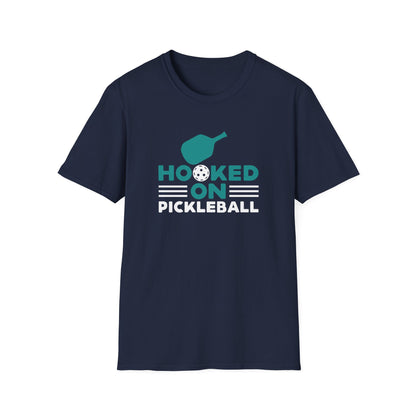 Women's Comfy Pickleball T-shirt - Hooked on Pickleball Navy
