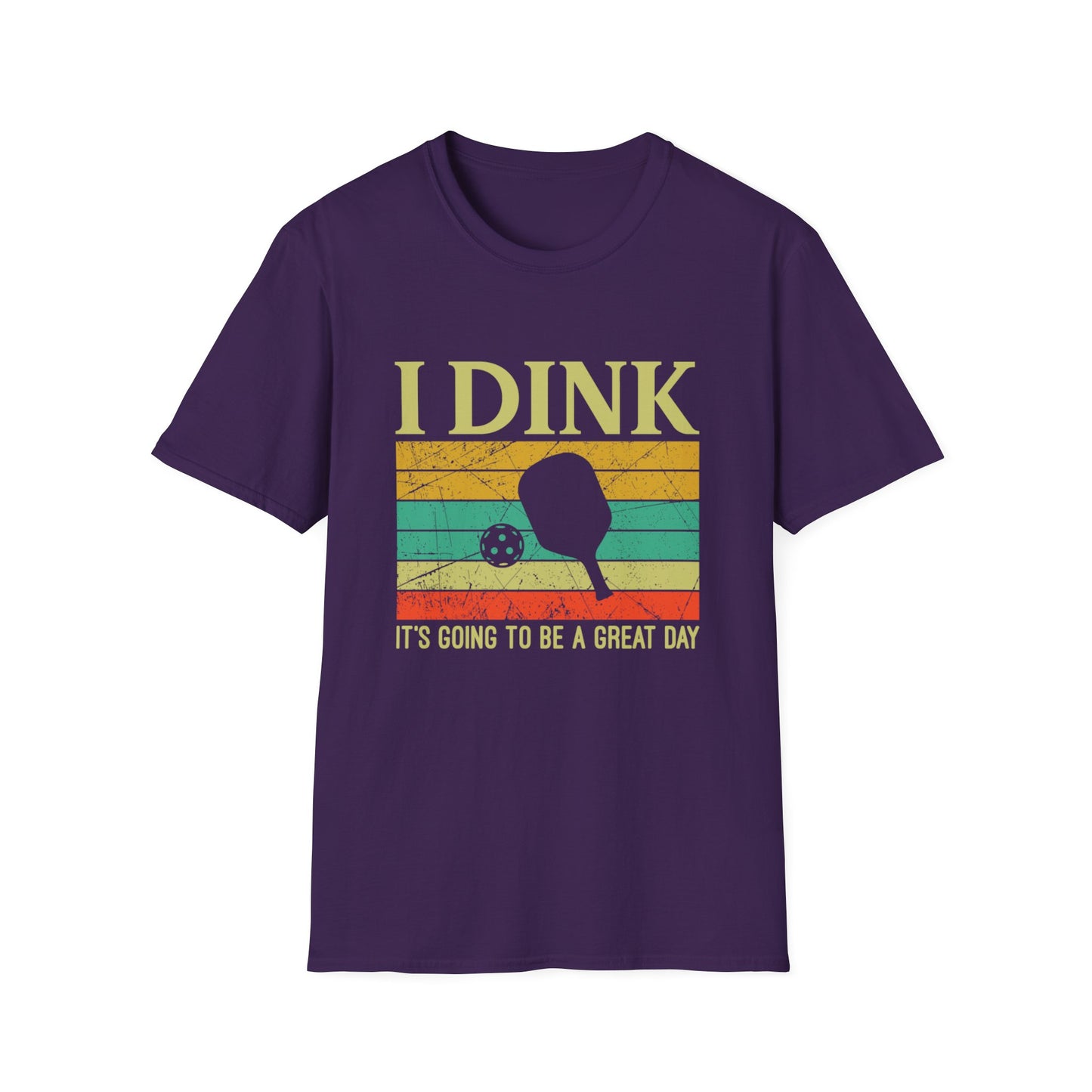 Men's Pickleball T-shirt - I Dink It's Going To Be a Good Day Retro Purple