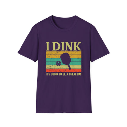 Men's Pickleball T-shirt - I Dink It's Going To Be a Good Day Retro Purple