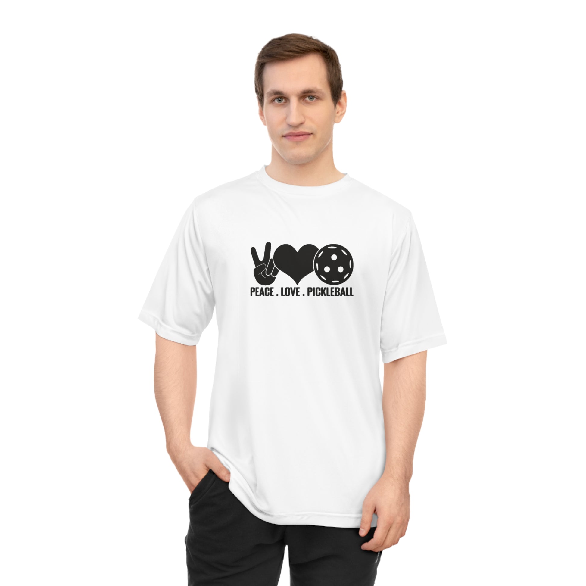 Men's Stylish Pickleball T-shirt - Peace, Love, Pickleball