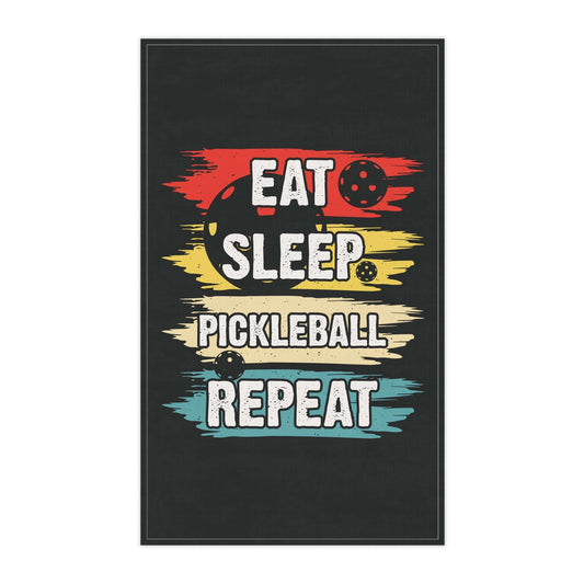 Pickleball Vibrant Tea Towel - Eat Sleep Pickleball Repeat Retro