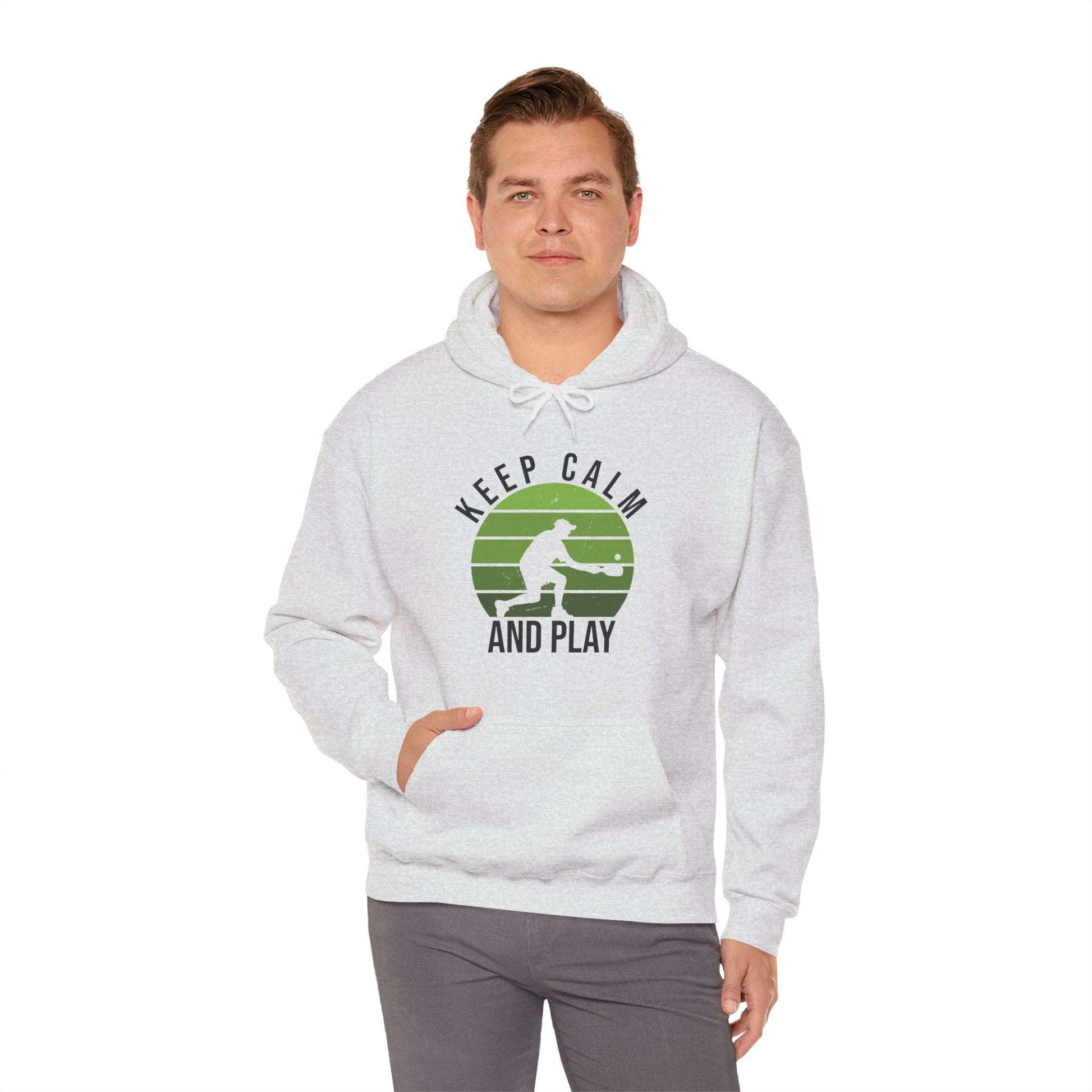 Men's Comfy Pickleball Hoodie - Keep Calm and Play