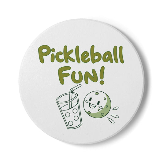 Pickleball Durable Ceramic Coaster - Pickleball Fun Round