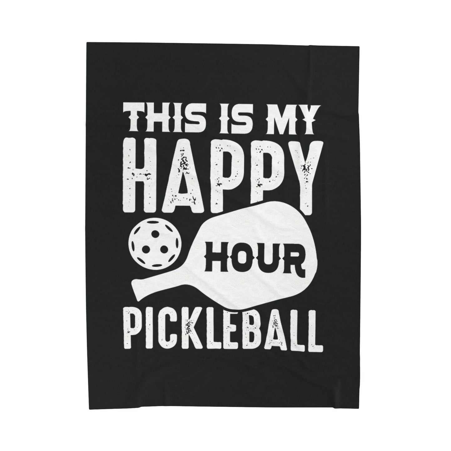 Pickleball Eye-Catching Blanket - This Is My Happy Hour Pickleball Black