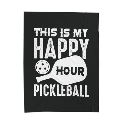 Pickleball Eye-Catching Blanket - This Is My Happy Hour Pickleball Black