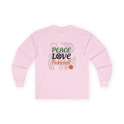 Women's Stylish Pickleball Long Sleeves top - Peace Love Pickleball Pink
