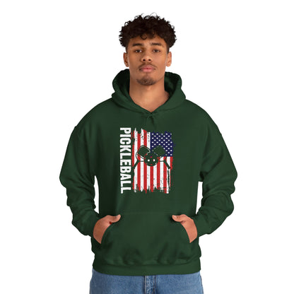 Men's Comfy Pickleball Hoodie - Pickleball with American Flag