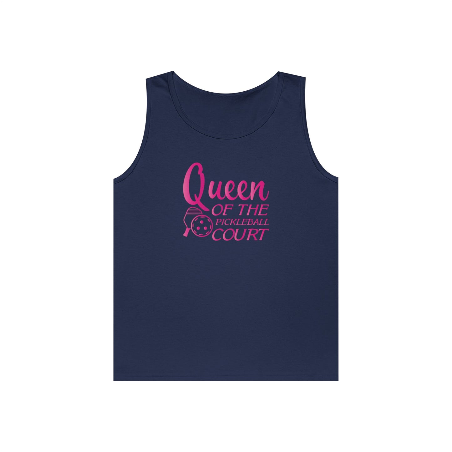 Women's Cute Pickleball Tank Top - Queen of the Pickleball Court Navy