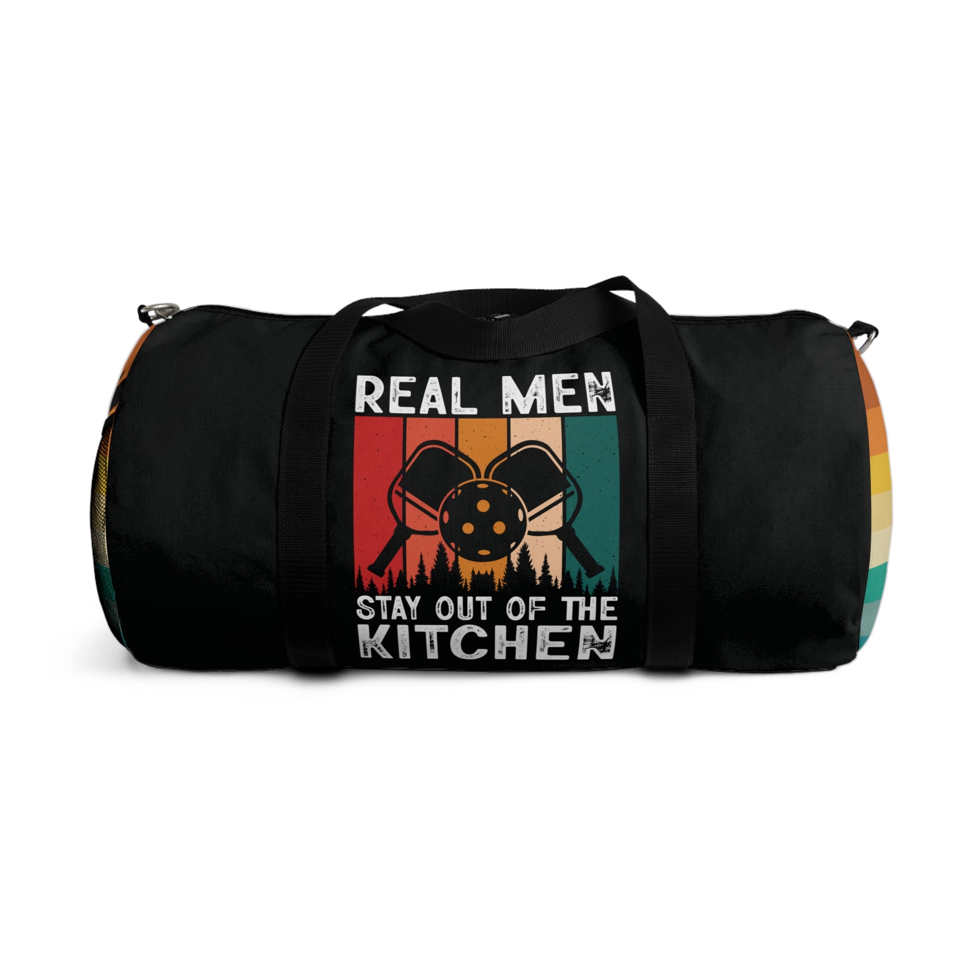 Pickleball Cool Duffel Bag - Real Men Stay Out Of The Kitchen Retro