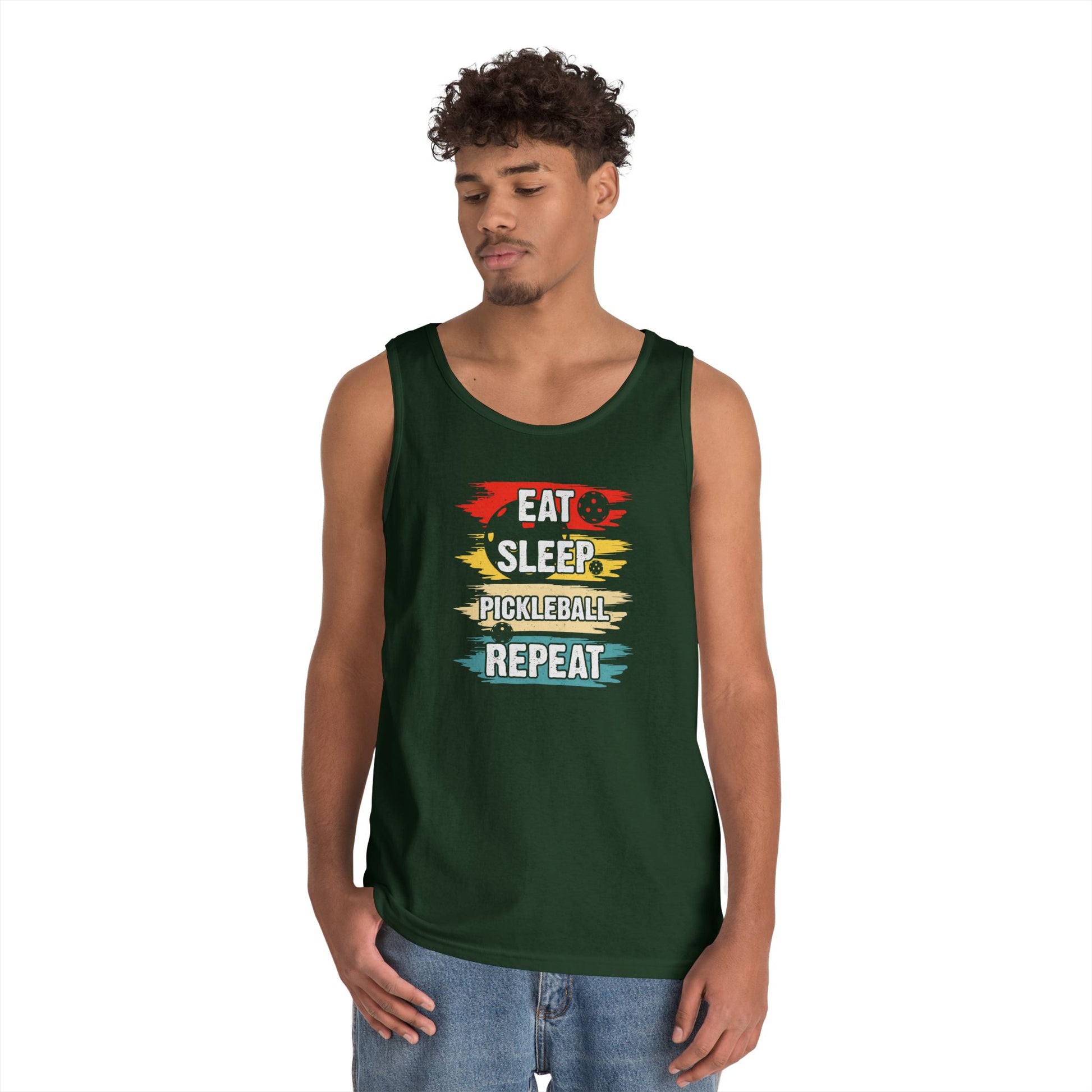 Men's Cool Pickleball Tank Top - Eat Sleep Pickleball Repeat Retro