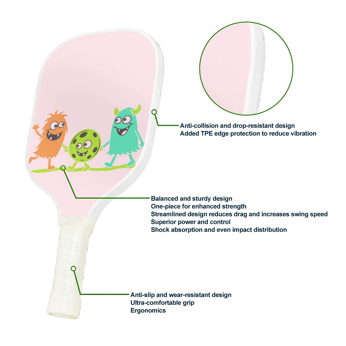 Pickleball Cute Paddle - Pickleball Monsters