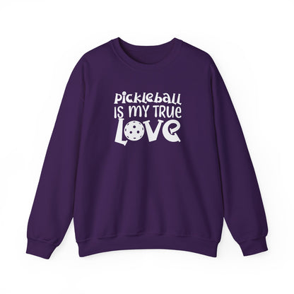 Women's Trendy Pickleball Sweatshirt - Pickleball is My True Love Purple