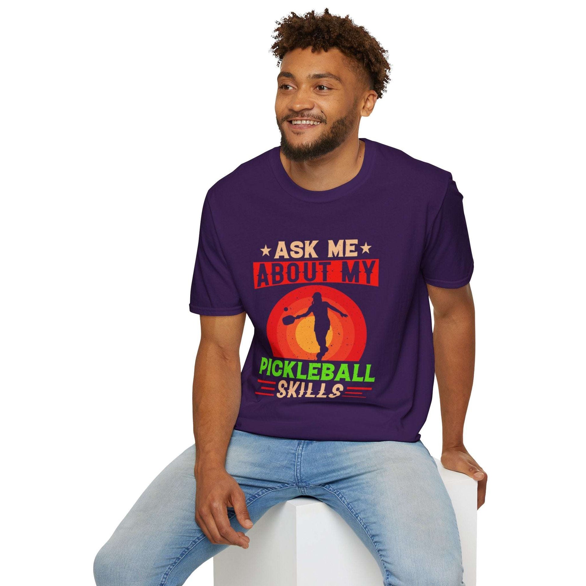 Men's Funny Pickleball T-Shirt - Ask Me About My Pickleball Skills Retro
