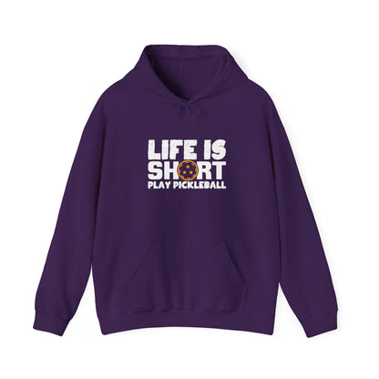Women's Quirky Pickleball Hoodie - Life Is Short Play Pickleball Purple