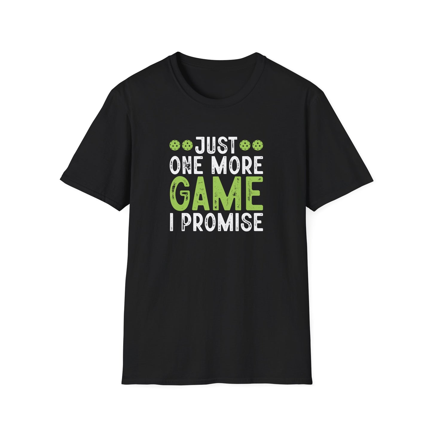 Men's Comfy Pickleball T-shirt - Just One More Game I Promise Black