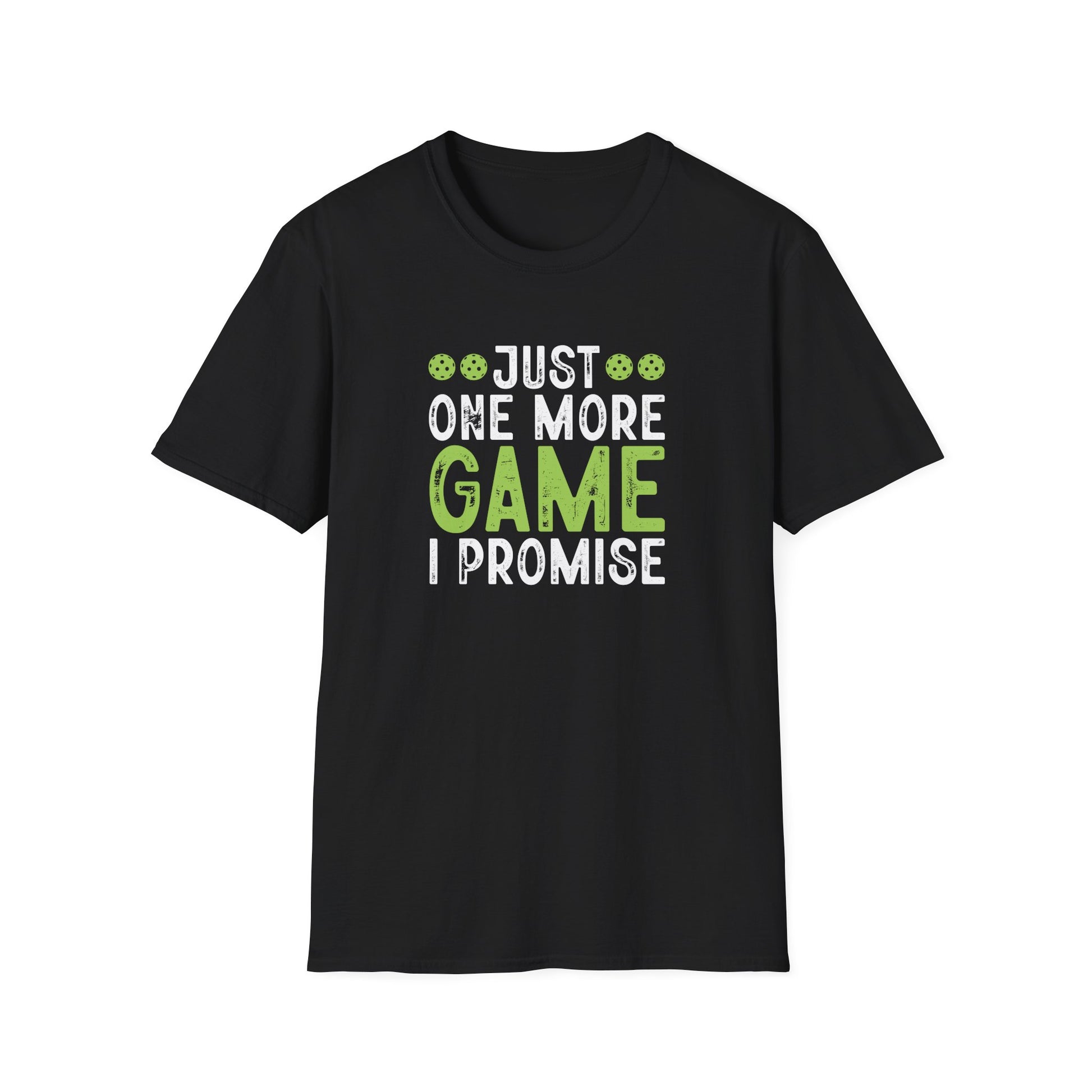 Men's Comfy Pickleball T-shirt - Just One More Game I Promise Black