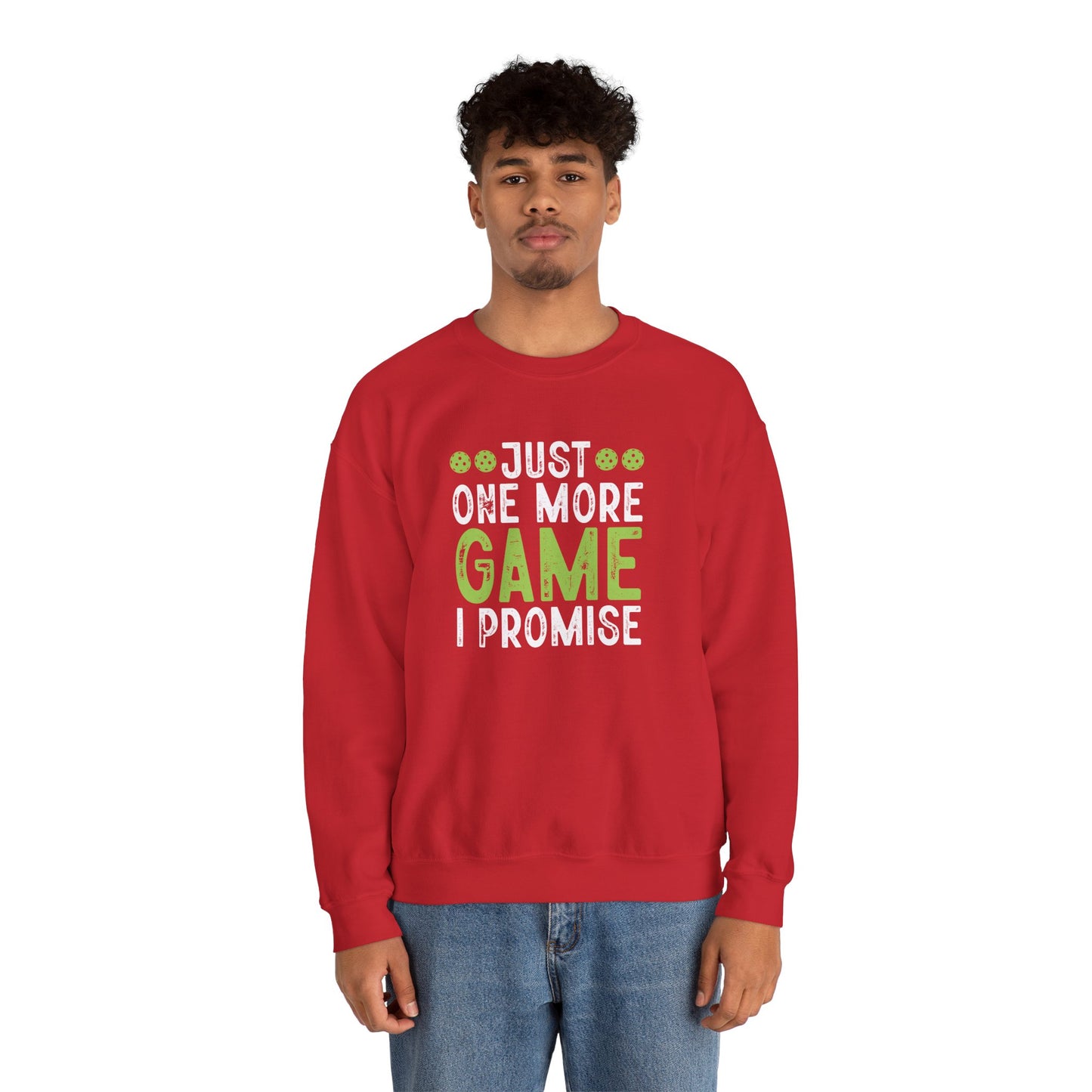 Men's Durable Pickleball Sweatshirt - Just One More Game I Promise