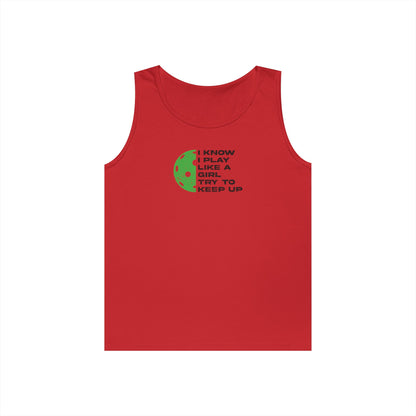 Women's Durable Pickleball Tank Top - Play Like a Girl Try to Keep Up Red