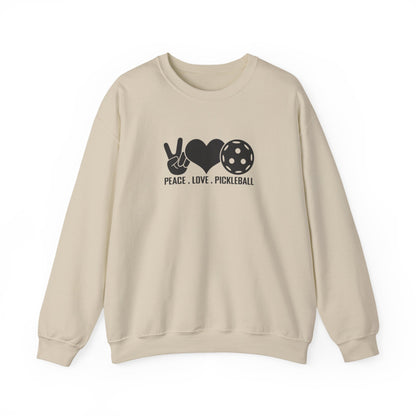 Men's Comfy Pickleball Sweatshirt - Peace, Love, Pickleball Beige