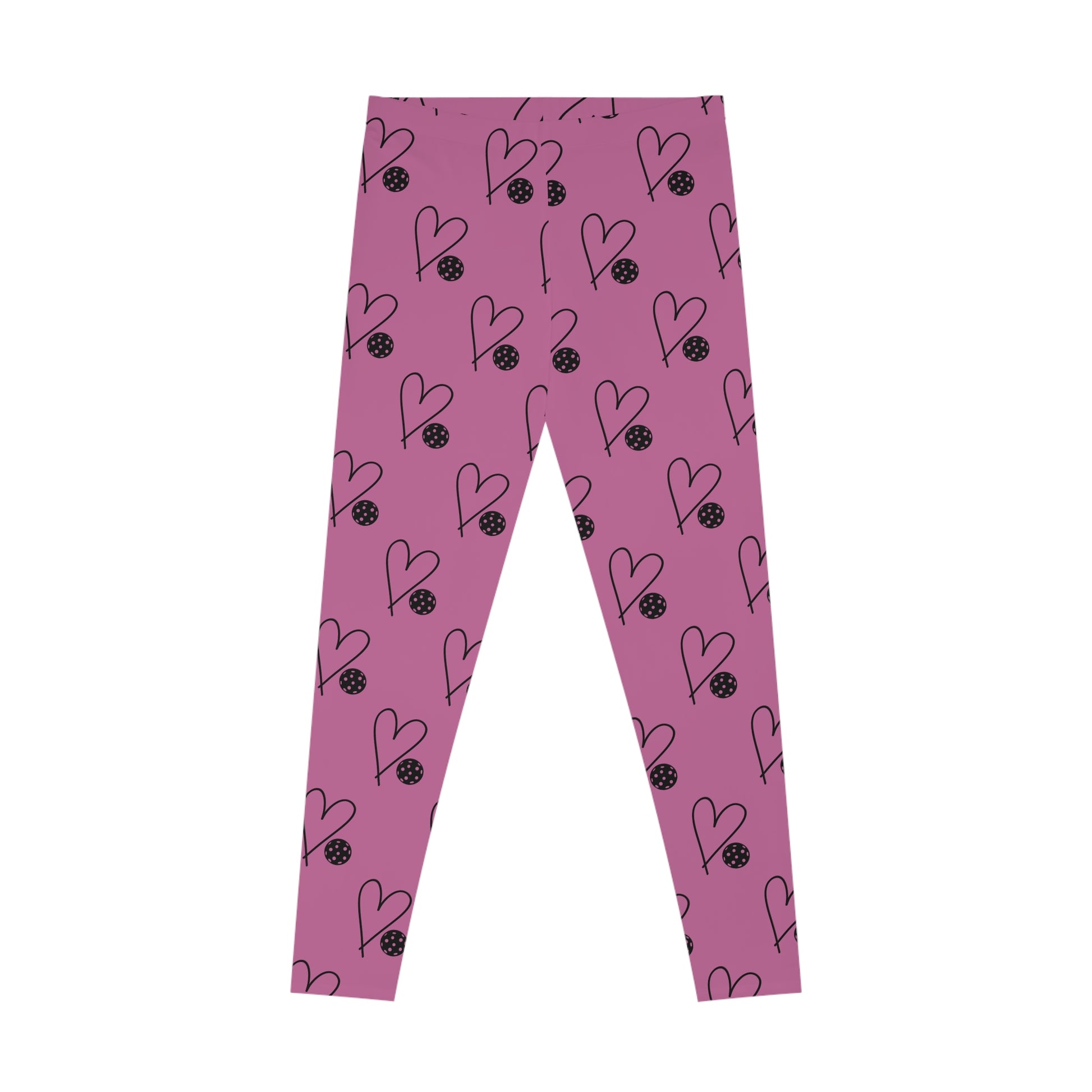 Women's Unique Pickleball Legging - Heart and Ball Pink