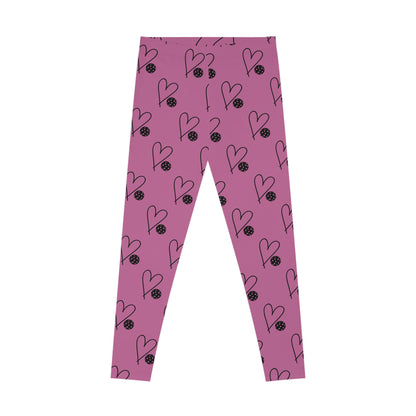 Women's Unique Pickleball Legging - Heart and Ball Pink